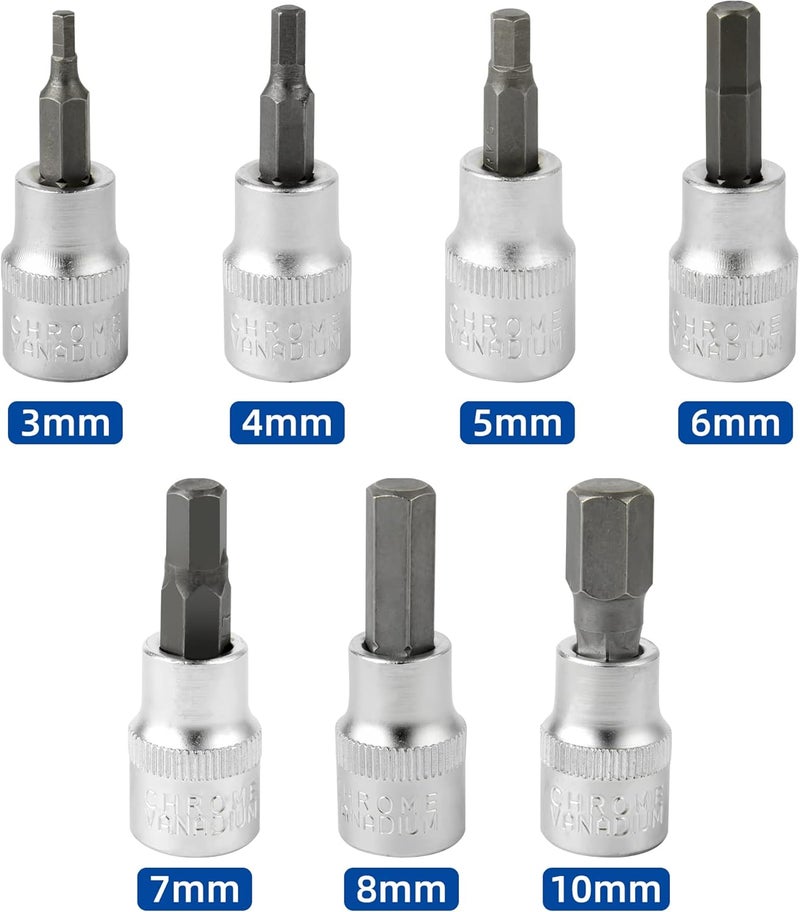 DAZCOS Hex Bit Socket Set, 7 Piece, 3/8 Inch Drive Metric, Sizes 3-10mm - Image 2